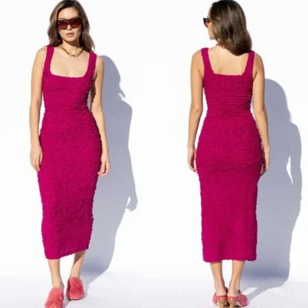 Mara Hoffman Sloan Popcorn Dress in Berry Fuchsia Large